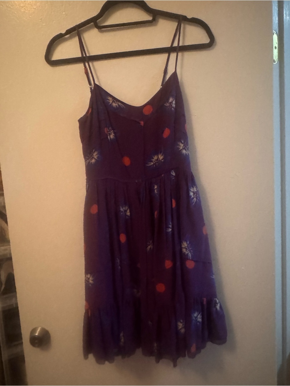 Juicey Couture Purple Spaghetti-Strap Dress with Orange Dot & White Floral Print